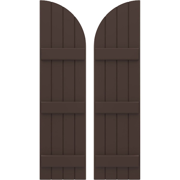 Ekena Millwork Americraft 4-Board (3 Batten) Wood Joined Board-n-Batten Shutters w/ Arch Top, ARW401BQ414X77TBH, PR ARW401BQ414X77TBH - main